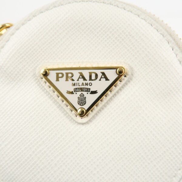PRADA Triangle Logo Saffiano Leather Coin Case White 1MM006 Used