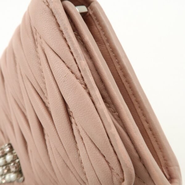 MIU MIU Matelasse Nappa Crystal Leather Hook Long Wallet 5MH109 Used