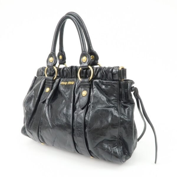 MIU MIU Patent Leather 2Way Tote Bag Shoulder Bag Black RT0383