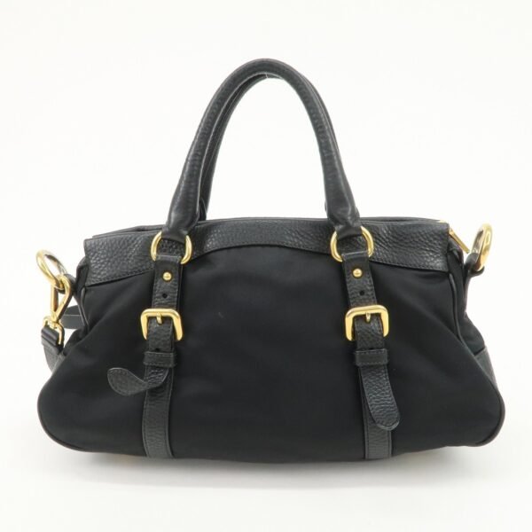 PRADA Nylon Leather 2WAY Bag Hand Bag Shoulder Bag Black BN2032