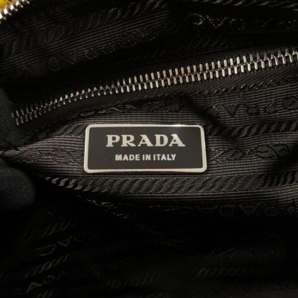 PRADA Triangle Logo 2Way Hand Bag Shoulder Bag Brown Yellow BN1052 Used