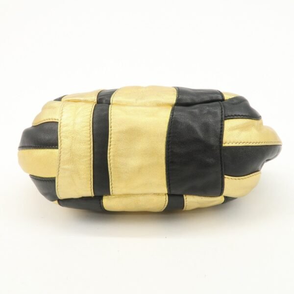 PRADA Leather Hand Bag Black Gold Hardware