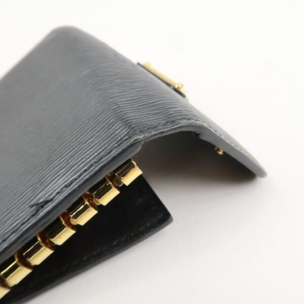 PRADA Triangle Logo Leather 6 Rings Key Case Black 1PG222