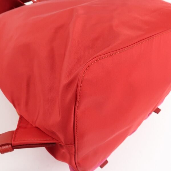 PRADA Triangle Logo Nylon Leather Backpack Ruck Sack Pink B6677 Used