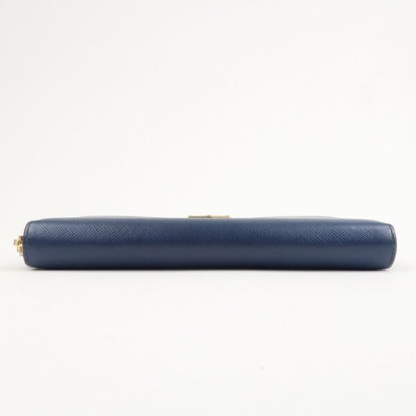 PRADA Triangle Logo Saffiano Leather Zippy Long Wallet Navy 1ML506