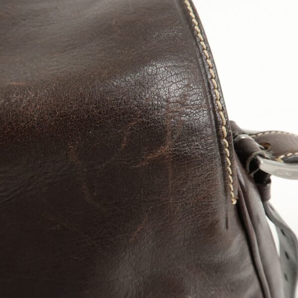 PRADA Logo Leather Shoulder Bag Crossbody Bag Brown