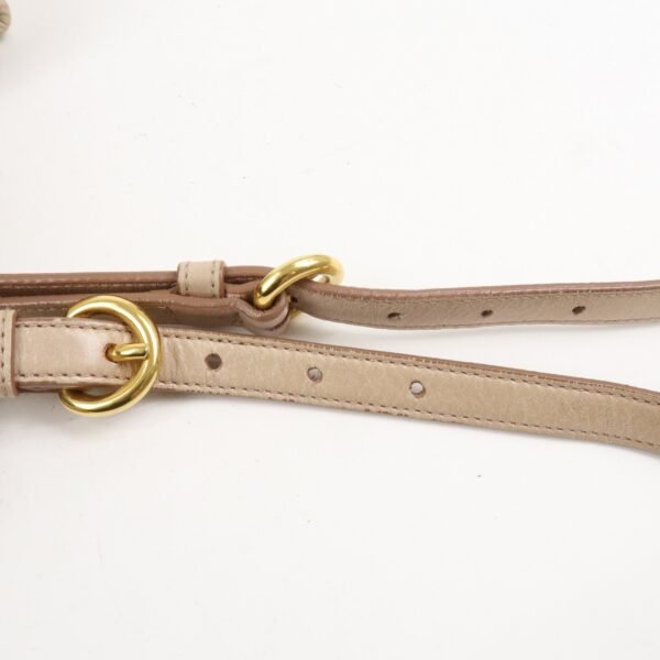 MIU MIU Leather Ribbon 2Way Shoulder Bag Hand Bag Tote Bag Beige RN1096