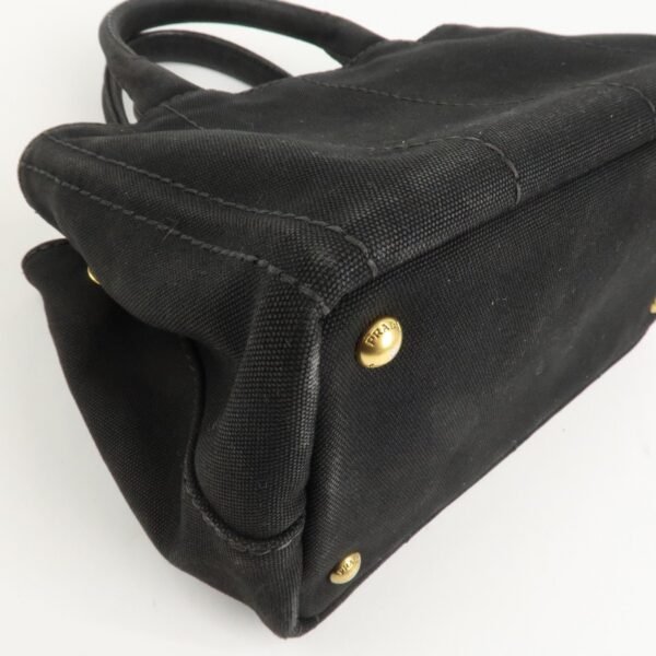 PRADA Canapa Mini Canvas 2Way Hand Bag Tote Bag Black 1BG439 Used