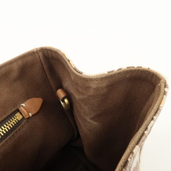 MIU MIU Leather Canvas 2Way Hand Bag Tote Bag Brown Pink 5BA085 Used