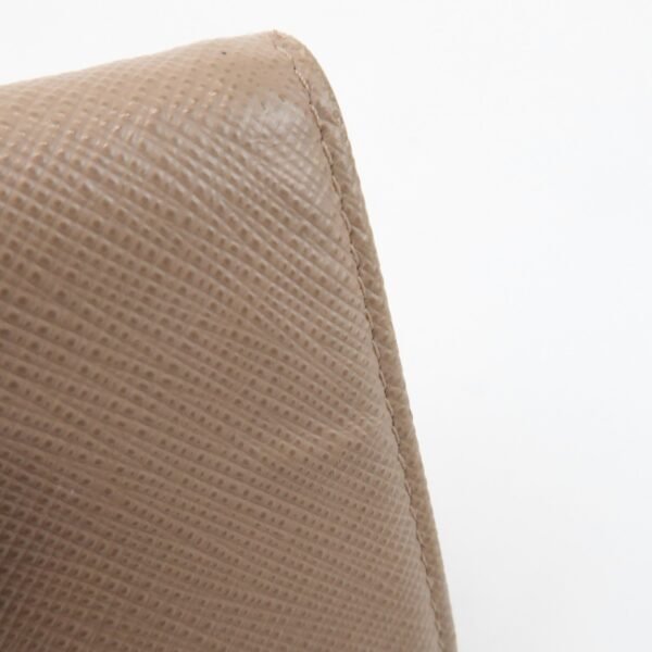 PRADA Logo Saffiano Leather Bi-Fold Small Wallet Beige 1MV204 Used