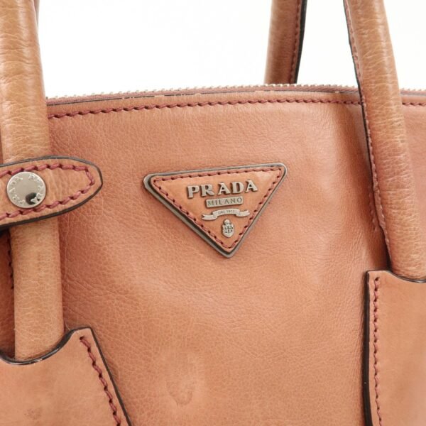 PRADA Triangle Logo Leather 2Way Tote Bag Hand Bag Pink B2625M