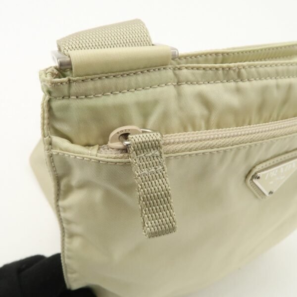 PRADA Triangle Logo Nylon Shoulder Bag Crossbody Bag Beige B7372 Used