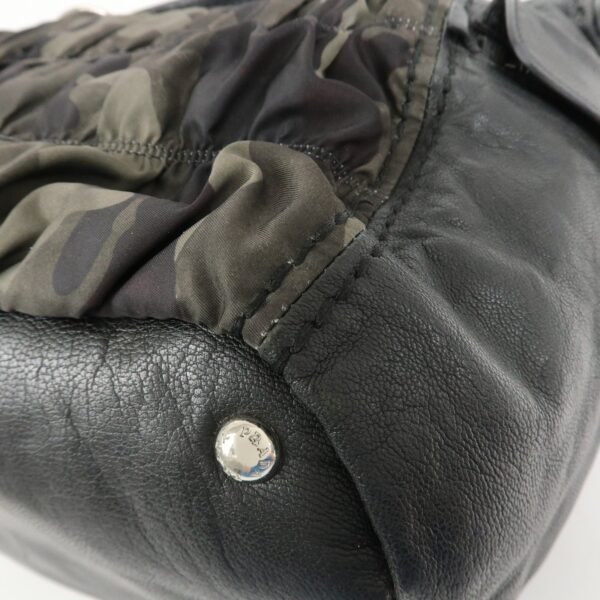 PRADA Logo Nylon Leather Gathered 2Way Shoulder Hand Bag BN4586