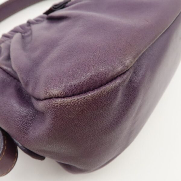 PRADA Ribbon Leather Shoulder Bag Hand Bag Purple Used