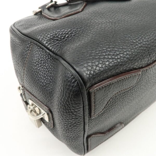 PRADA Logo Leather Hand Bag Mini Boston Bag Black BL0471 Used