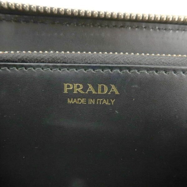 PRADA Logo Saffiano Vernis Leather Round Zipper Long Wallet 1ML506 Used