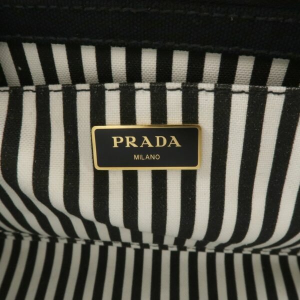 PRADA Canapa Mini Canvas 2Way Hand Bag Tote Bag Black 1BG439 Used