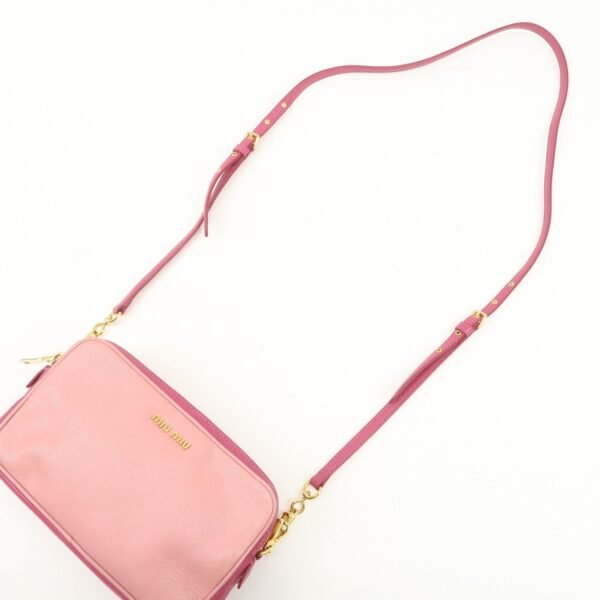 MIU MIU Leather Shoulder Bag Crossbody Bag Pink Used