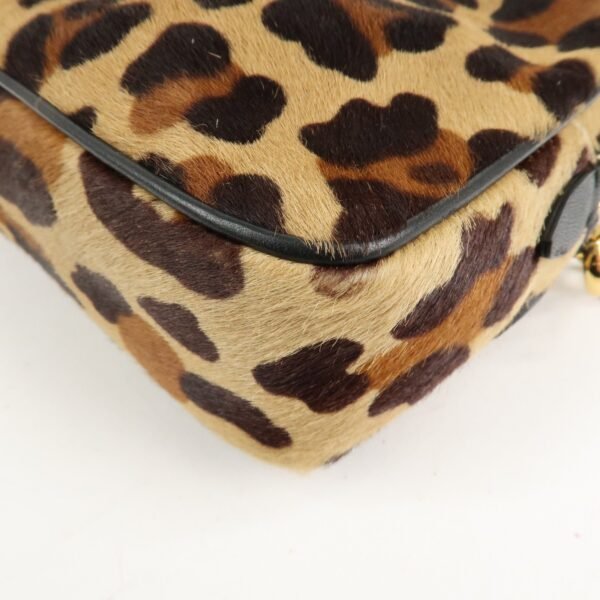 MIU MIU Unborn Calf Leather Shoulder Bag Beige Brown Used