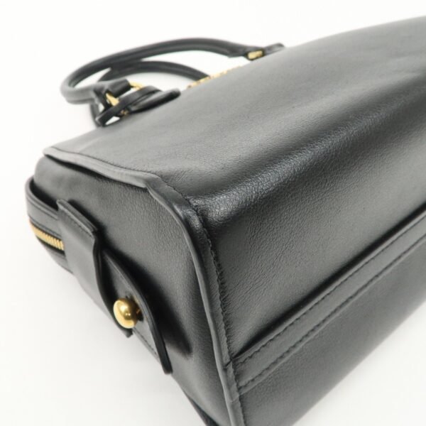 PRADA Leather 2Way Bag Hand Bag Black Gold Hardware Used