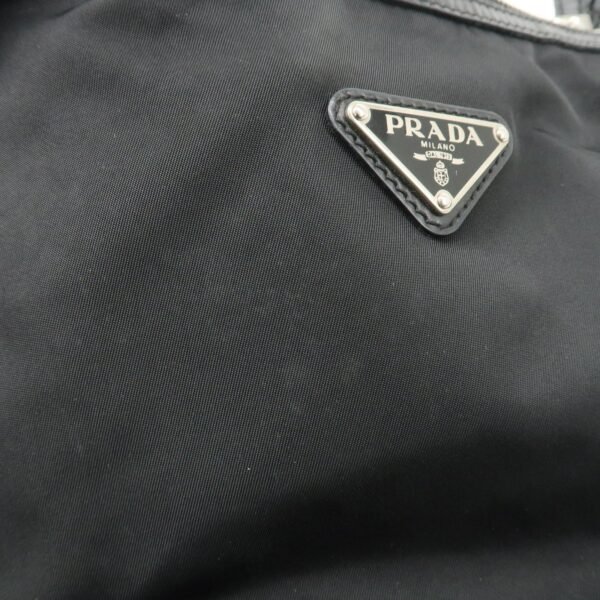 PRADA Triangle Logo Nylon Leather Shoulder Bag Hand Bag Black BR3121 Used