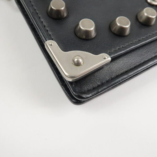 PRADA Leather Studs Chain Wallet Chain Bag Black Used