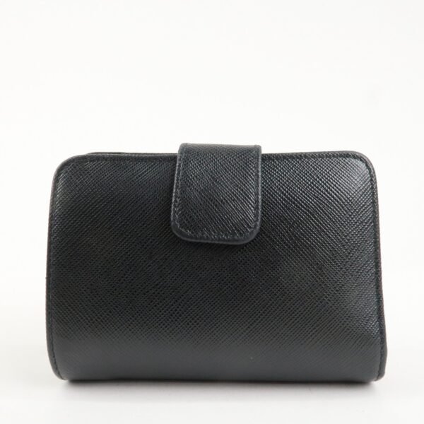 PRADA Saffiano Leather Bi-Fold Wallet Black Red Gold 1ML018 Used