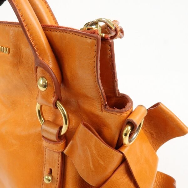 MIU MIU Leather 2Way Bag Hand Bag Shoulder Bag Orange RT0438