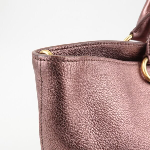 PRADA Leather 2Way Tote Bag Shoulder Bag Metallic Pink BN1713 Used