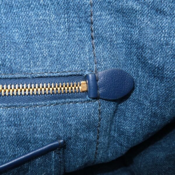 PRADA Triangle Logo Canapa Canvas Denim Hand Bag Navy B1877B Used