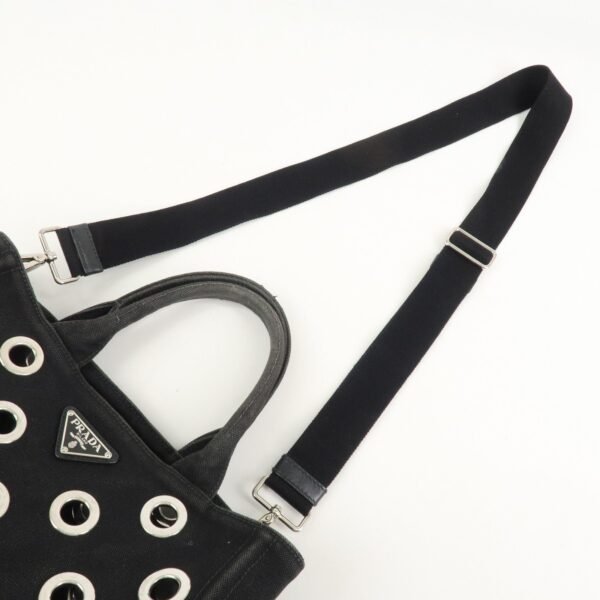 PRADA Logo Canapa Mini Canvas 2Way Bag Hand Bag Black 1BG439