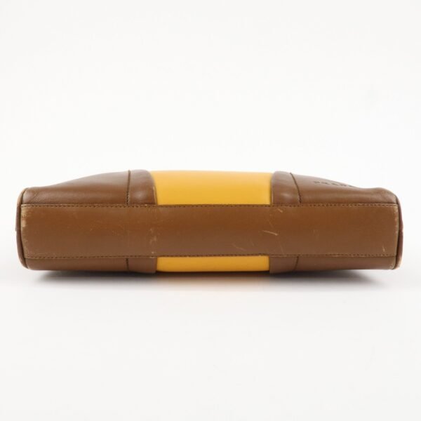 PRADA Leather Shoulder Bag Hand Bag Bi-color Mustard Brown Used