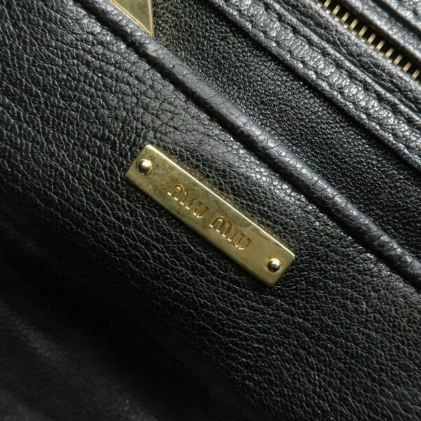 MIU MIU Denim Leather Biker 2Way Tote Bag Blue Black RN1031 Used