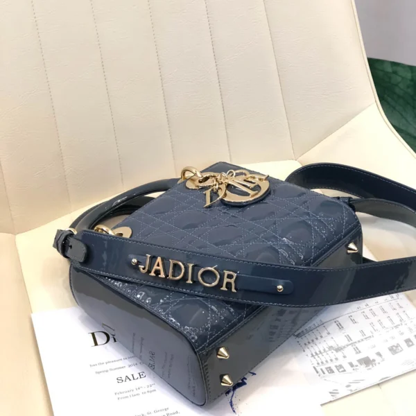 ABCDior Calf Patent Leather Rattan Lattice Tote Size 20 x 16.5 x 8cm