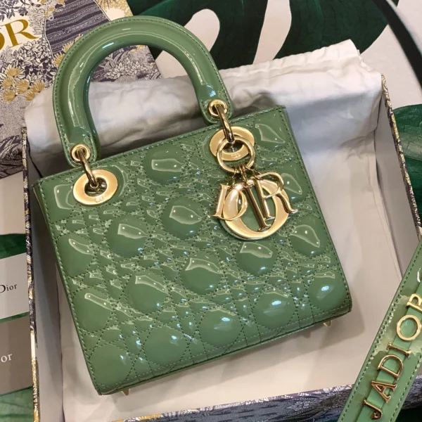 ABCDior Calf Patent Leather Rattan Check Handbag Size:20 x 16.5 x 8cm